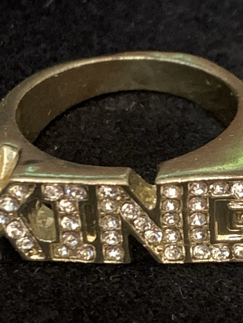 Men’s Rhinestone Letter Ring Gold US 9